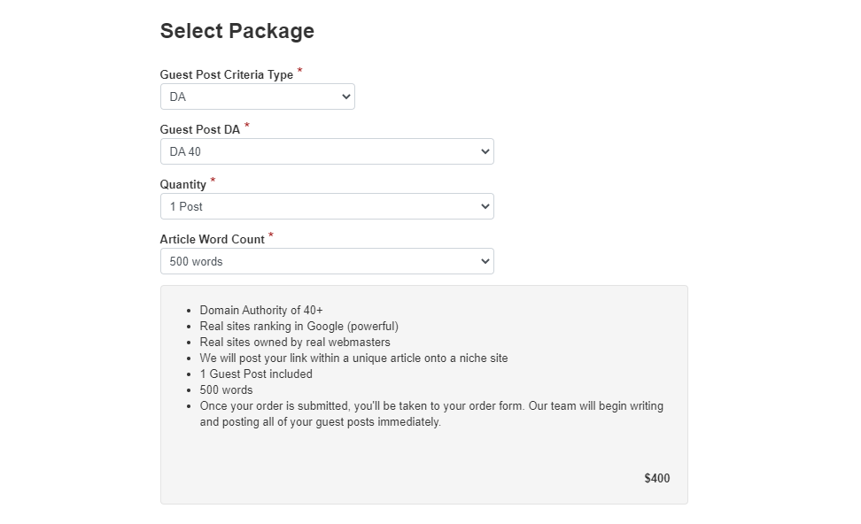 select package