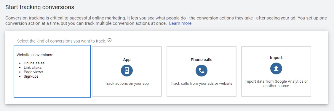 start tracking conversions