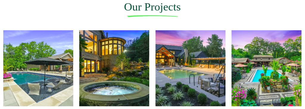 A gallery of a landscaping business. 
