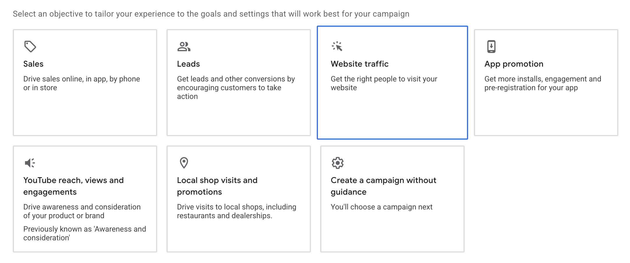 Google Ads campaign website traffic target