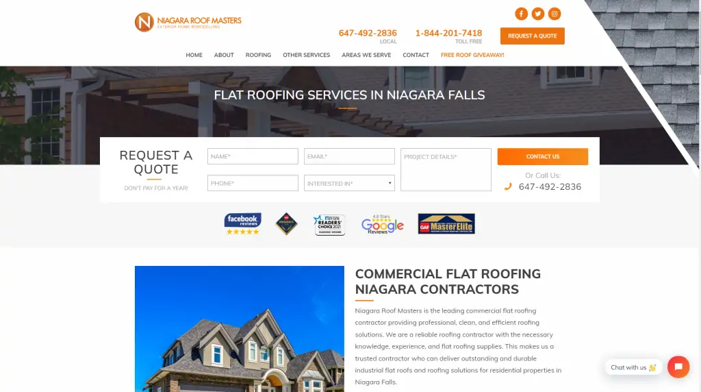 optimisation of a roofing website page for local town