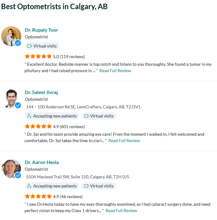 optometrists marketing ideas - business listing